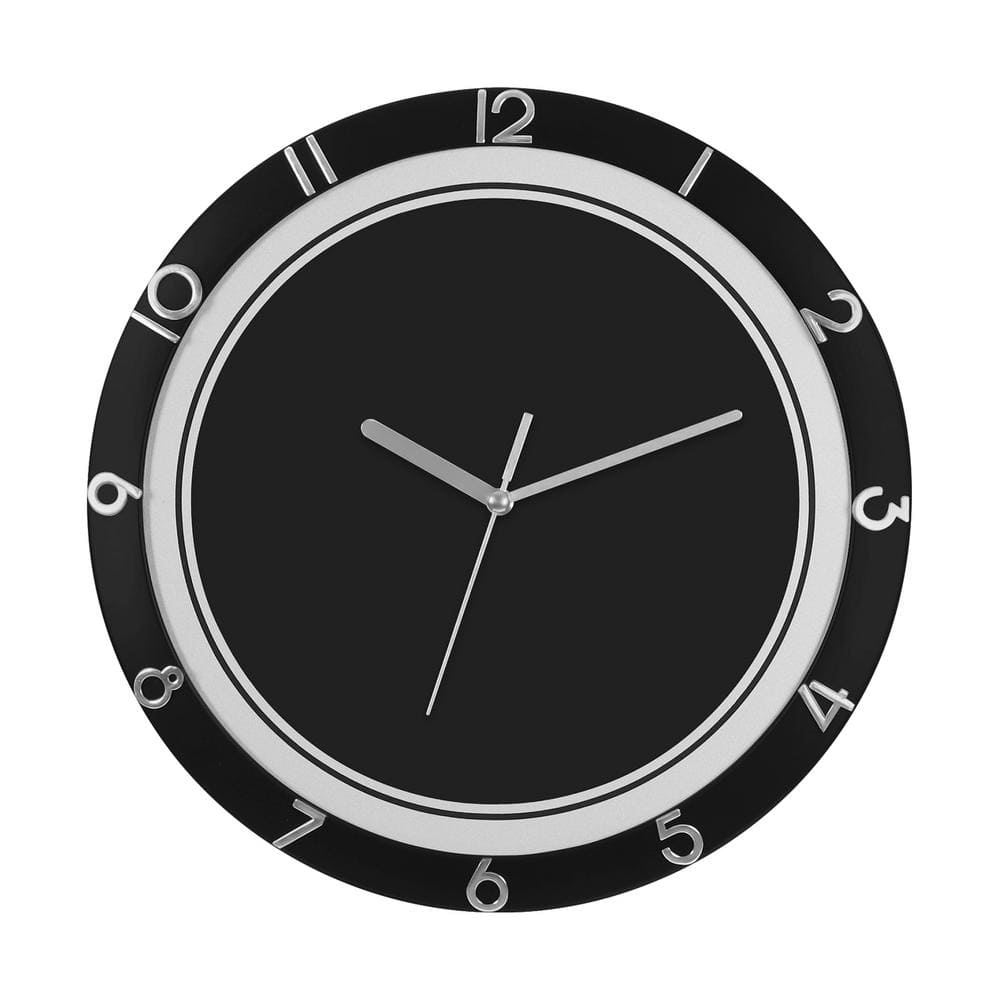 Black 12 in. Round Plastic Decorative Wall Clock Suitable for Home, Office price history on PriceWatchPro