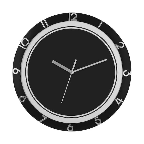 Oumilen Black 12 in. Round Plastic Decorative Wall Clock Suitable for Home, Office