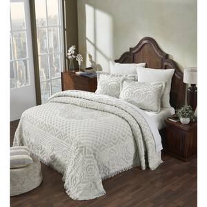 Heirloom Collection 3-Piece Ivory 100% Cotton Full/Double Coverlet Set