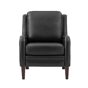 Gertrudis Black 27.56 in. W Genuine Leather Upholstered Arm Chair with Nailhead Trims