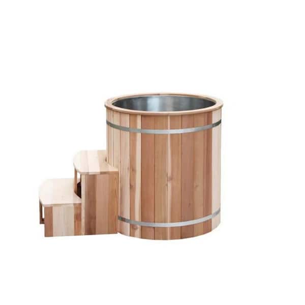 INNOBULE 1-Person Outdoor Red Cedar Round Wet/Dry Sauna with Plug and Play Ice Tub (box 1of 2)