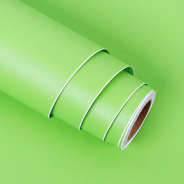 Lime Green Modern Matte Solid Color Self-Adhesive Removable Peel and Stick Wallpaper Roll, 15.8" x 80"