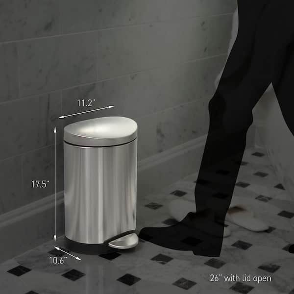 simplehuman 10L Semi-Round Step Bathroom Trash Can with Soft-Close
