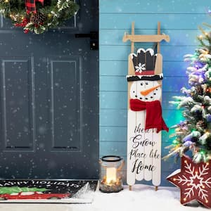 42 in. H Wooden Christmas Snowman Porch Sign