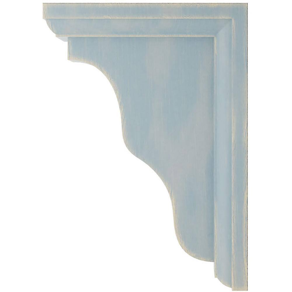 Driftwood Blue 7" Solid Wood Vintage Corbel Bracket