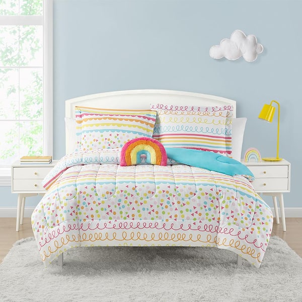 alex + bella Color Pop Rainbow Orange 3-Piece Brushed Microfiber Comforter Set-Twin