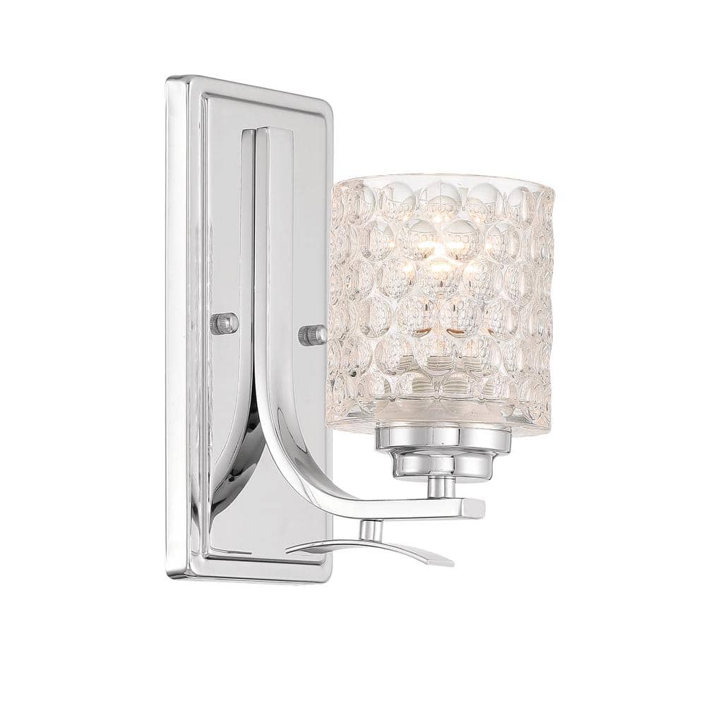 Chrome Glass Shade Dimmable Vanity Sconce