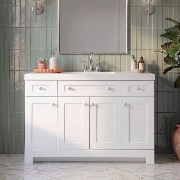 Everdean 49 in. Single Sink White Freestanding Bath Vanity with White Cultured Marble Top (Assembled)