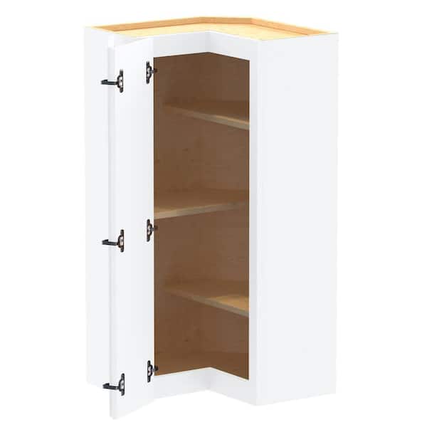 Home Decorators Collection Newport 21 in. W x 12 in. D x 42 in. H Assembled Plywood Corner Wall Kitchen Cabinet in Pacific White with Shelves