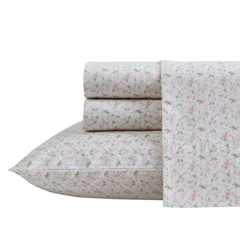 Evie Pink 3-Piece Percale Cotton Twin Sheet Set price history on PriceWatchPro