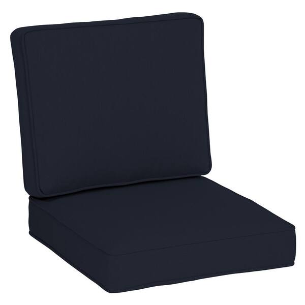 ARDEN SELECTIONS Oasis 24 in. x 24 in. Firm 2-Piece Deep Seating Outdoor Lounge Chair Cushion - Classic Navy Blue