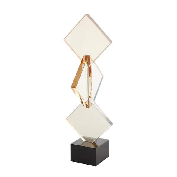 Litton Lane Orange 6 in. x 16 in. Glass Stacked Diamonds Abstract Sculpture