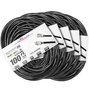 100 ft. 10-Gauge/3-Conductors SJTW Indoor/Outdoor Extension Cord with Lighted End Black (5-Pack)
