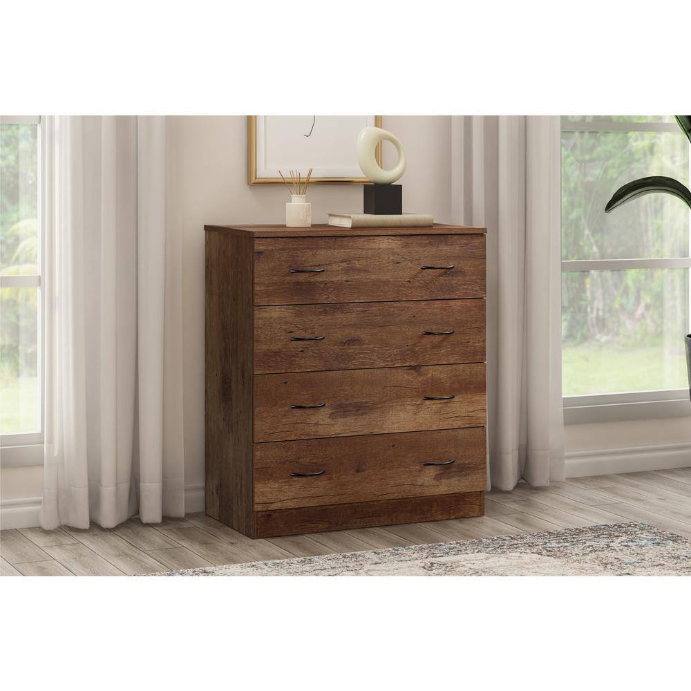 Mountain Oak Four Drawer Chest with Black Pulls
