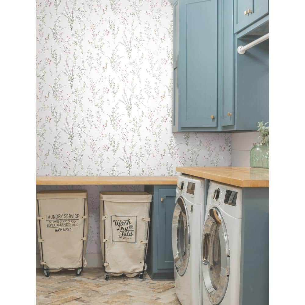 Multicolor Pink and Green Floral Peel & Stick Wallpaper Roll