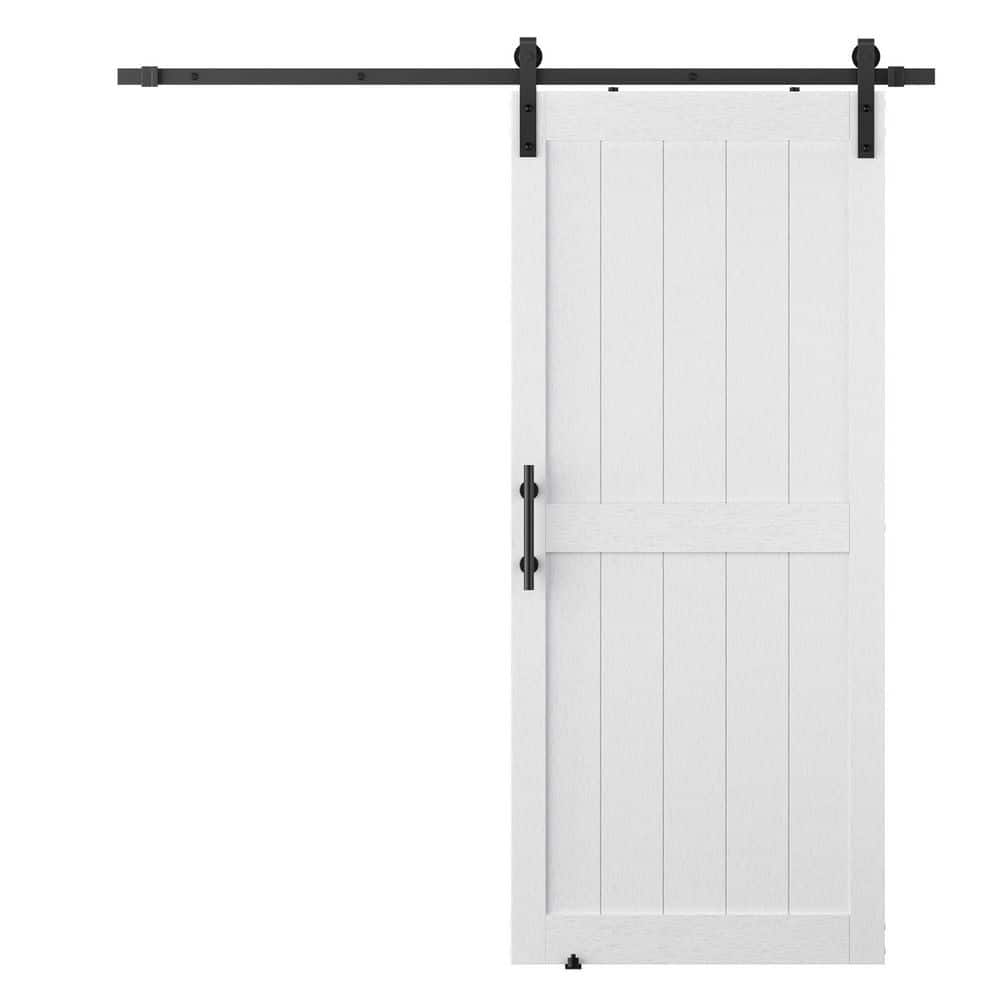 GOLDENPOLEY 40 in. x 80 in. Paneled H Shape Mid-Bar White Finished MDF ...