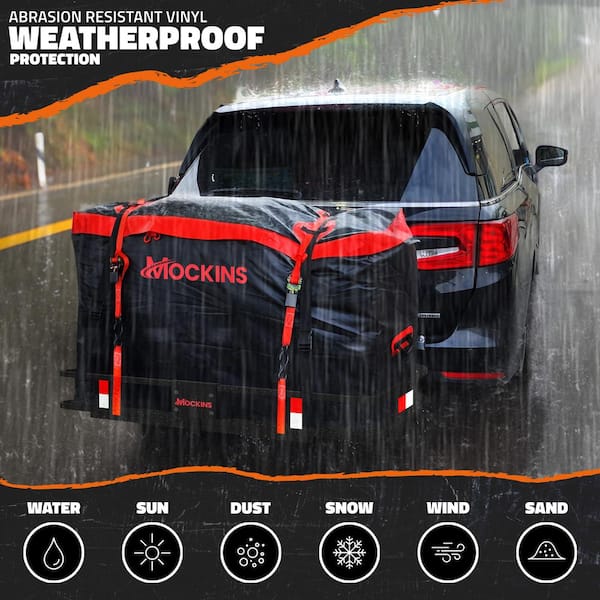 Mockins 15 cu. ft. Waterproof Cargo Carrier Bag 48 in. x 31 in. x 18 in. Hitch Cargo Bag and 4-Pack Cubes, Red