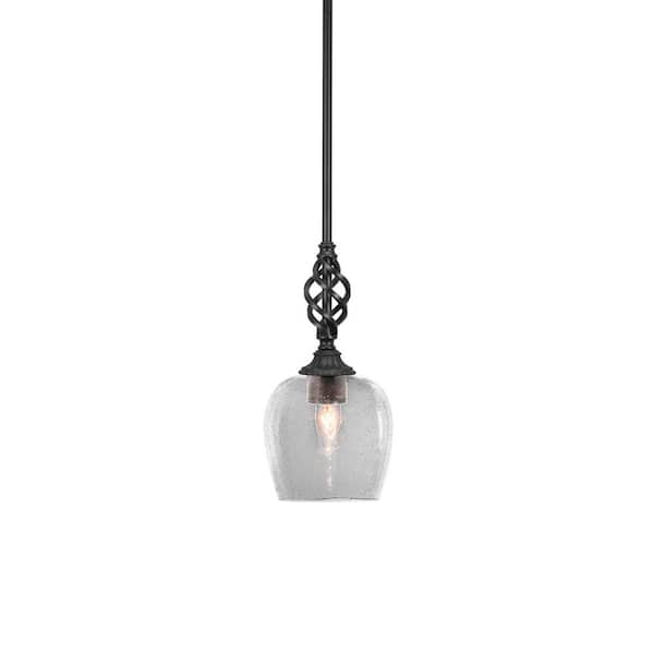 Unbranded Bridgewater 100 W 1-Light Matte Black Standard Mini Pendant Light with Glass Shade
