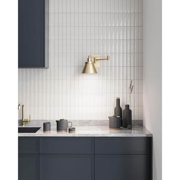 Hinton Collection 1-Light Gold Vintage Brass Swing Arm Adjustable Coastal Farmhouse Wall Light Sconce