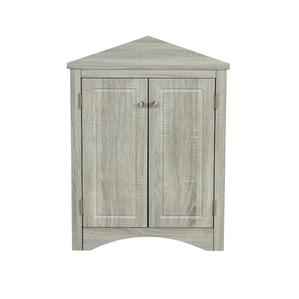 17.2 in. W x 17.2 in. D x 31.5 in. H Beige Triangle Bathroom Freestanding Linen Cabinet with 2 Adjustable Shelves