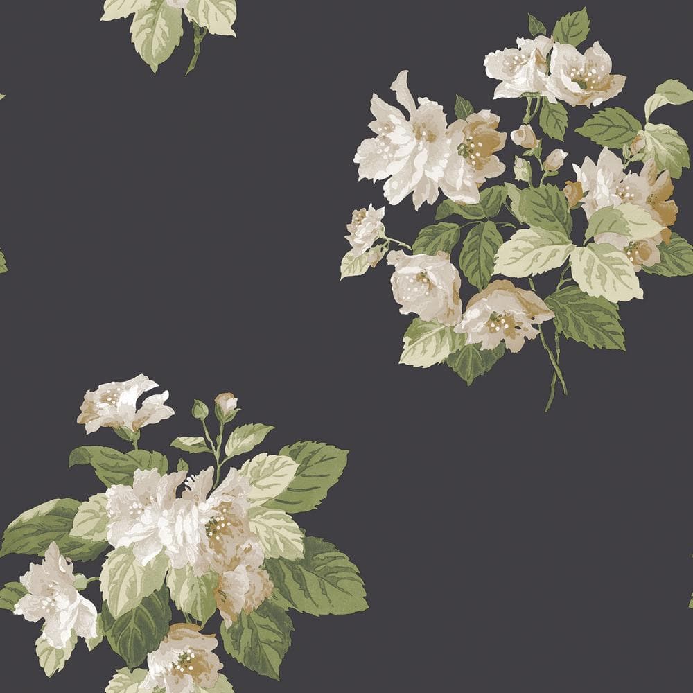 Black and Cream Secret Garden Detailed Bouquet Non-Woven Paper Non-Pasted W