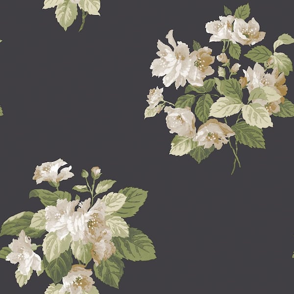 Unbranded Black and Cream Secret Garden Detailed Bouquet Non-Woven Paper Non-Pasted Wallpaper Roll (Covers 57.75 sq. ft.)