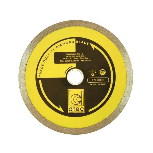 Dtec 8 In. Continuous Rim Diamond Blade - Wet/Dry Tile and Stone