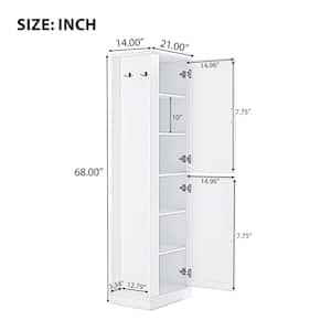 White 68.00 in. Accent Cabinet with 2-Doors, Hook and Adjustable Shelves