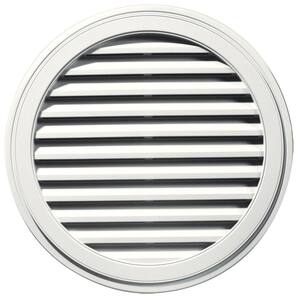 36 in. x 36 in. Round White Plastic Built-in Screen Gable Louver Vent