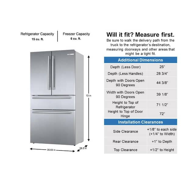 Bosch 800 Series 36 in. 21 cu ft Smart Counter Depth French Door