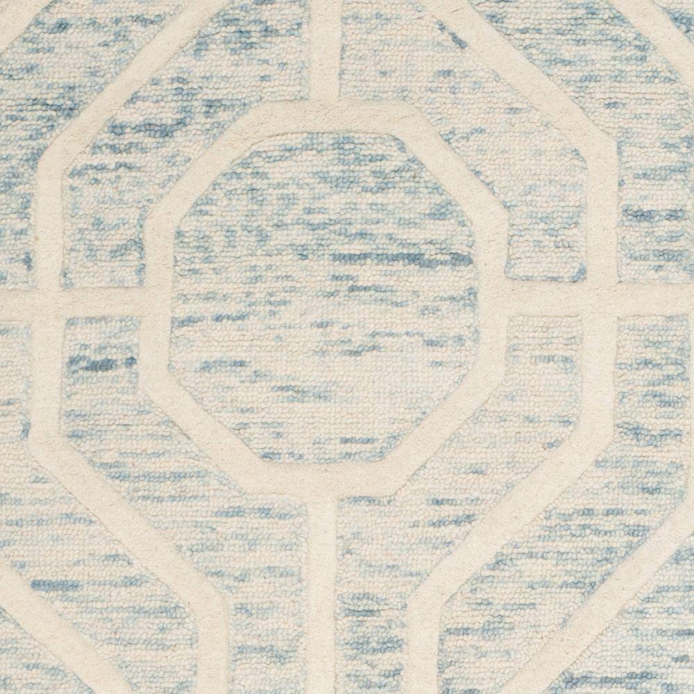 Handmade Tufted Blue and Ivory Wool Area Rug