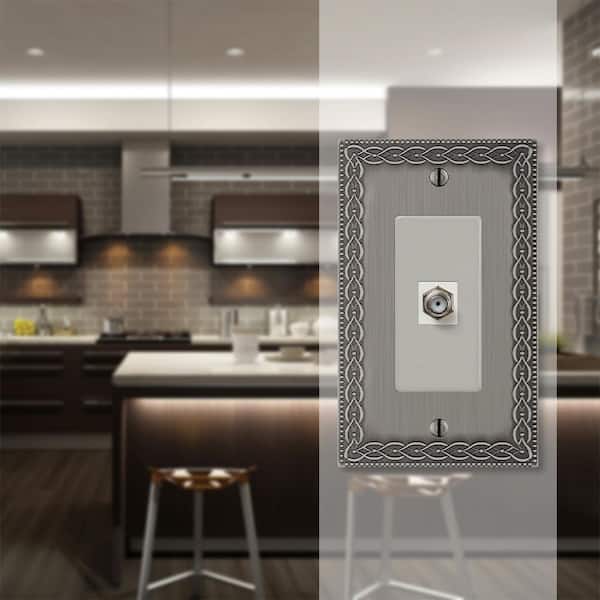 Amelia 1 Gang Coax Metal Wall Plate - Antique Nickel