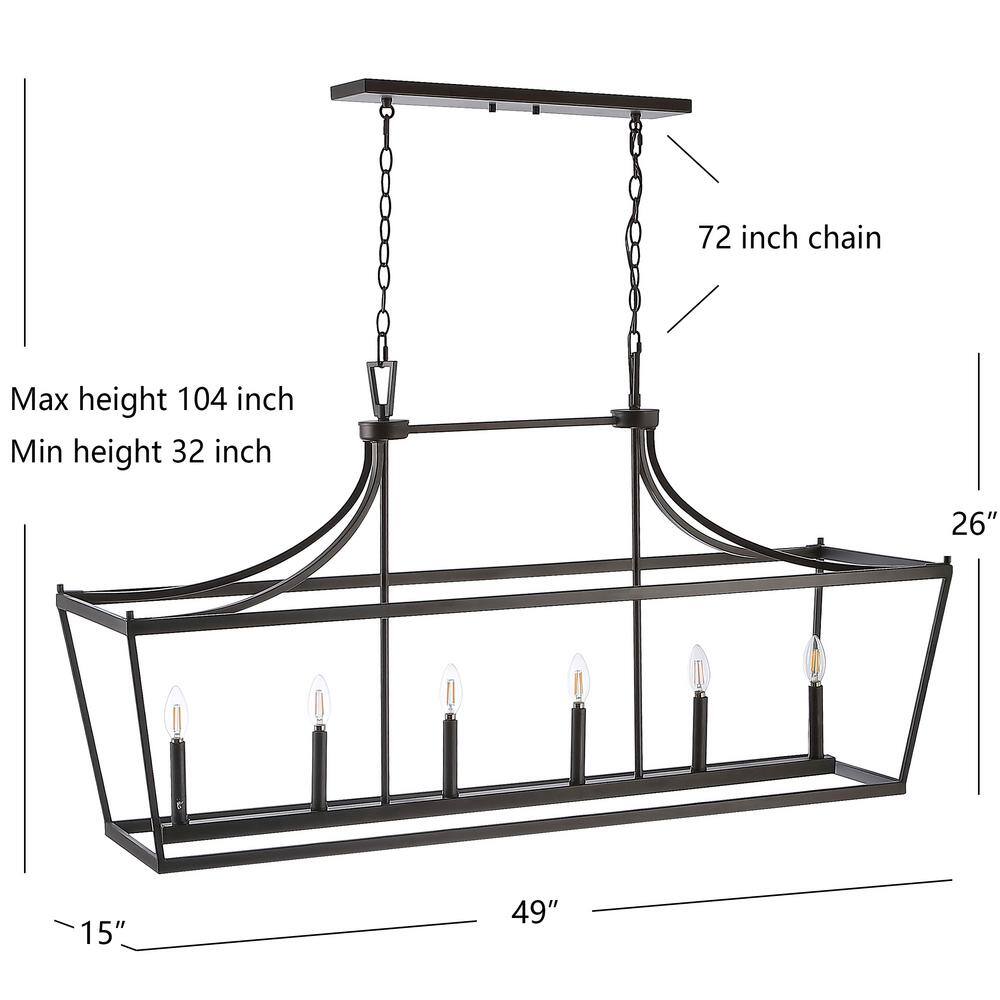 Aroris 49" Oil Rubbed Bronze 6-Light LED Pendant
