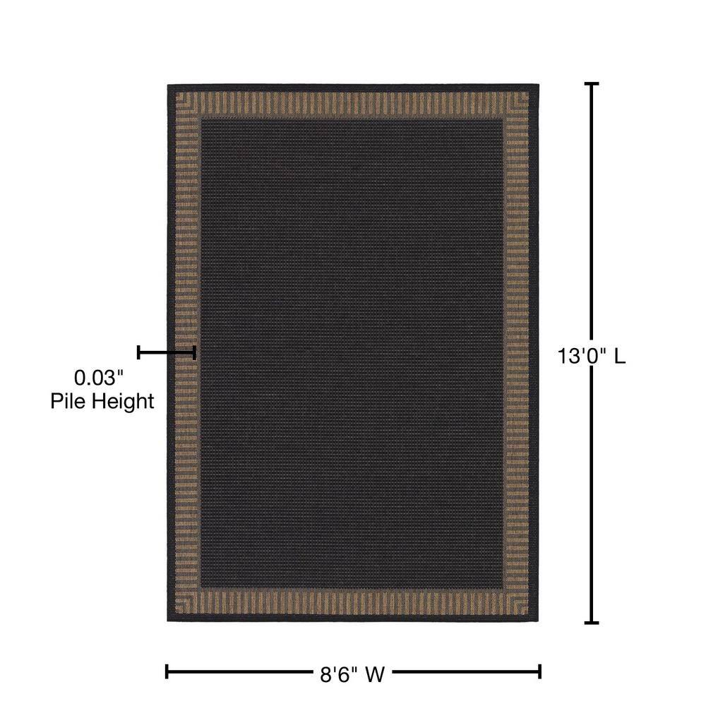 Couristan Recife Wicker Stitch Black-Cocoa 8'6" x 13' Outdoor Rug