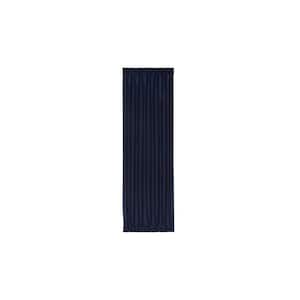 Darcy 25 in. W x 40 in. L Solid Polyester Rod Pocket Light Filtering Door Panel Curtain in Navy with Tieback