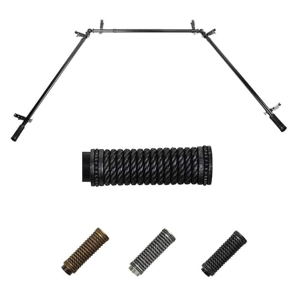 EMOH 13/16" Dia Adjustable 20"-36", 38"-72" Bay Window Curtain Rod with Enzo Finials in Black