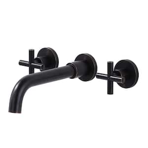 Double Handle Wall Mounted Bathroom Faucet in Oil Rubbed Bronze