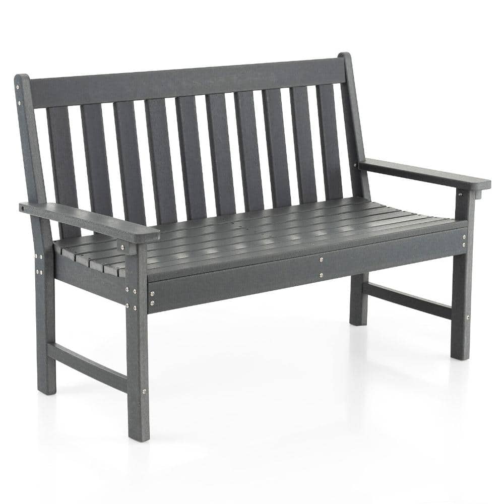 52 in. Gray HDPE Outdoor Bench with Backrest and Armrests price history on PriceWatchPro