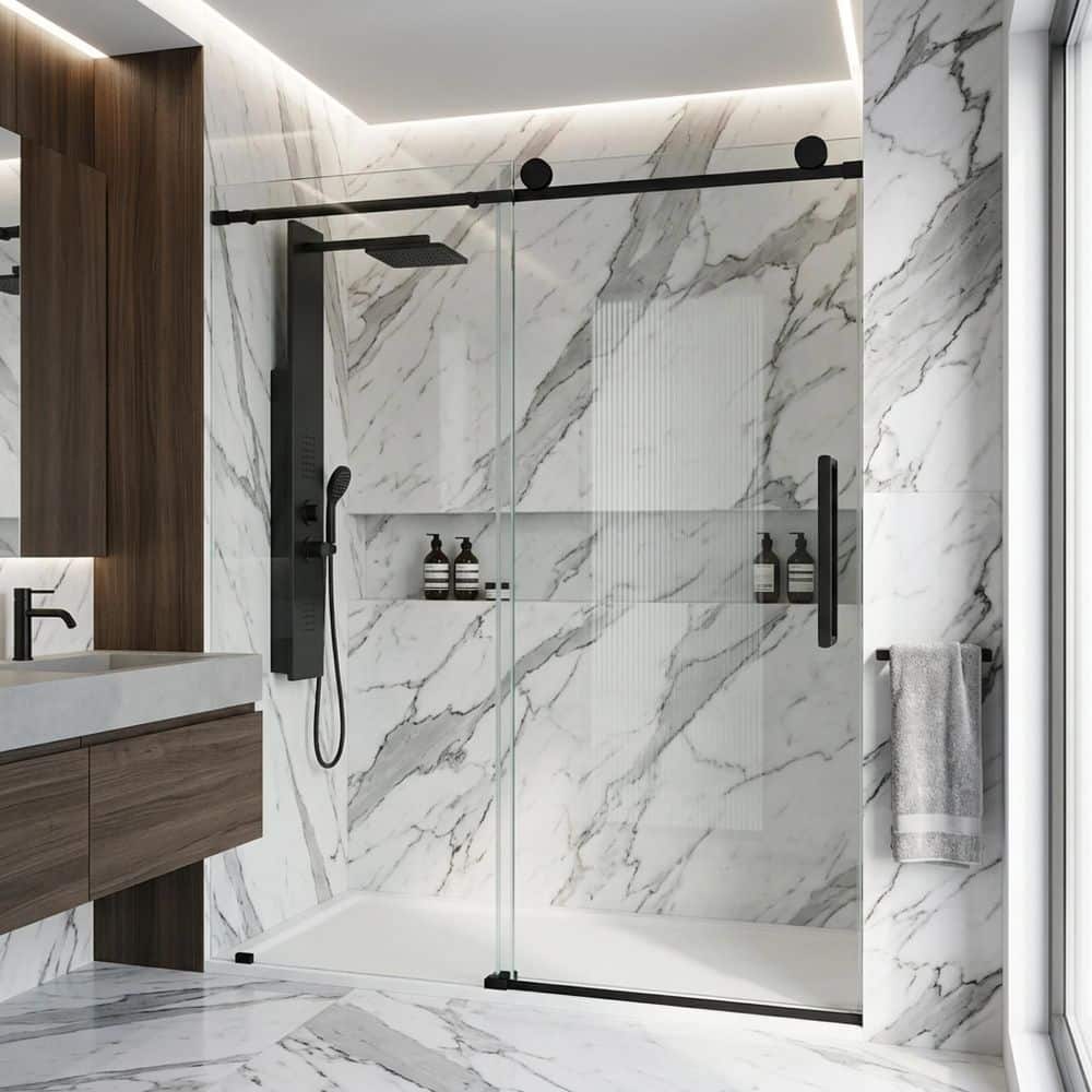 VIGO Elan 56 to 60 in. W x 76 in. H Frameless Sliding Shower Door