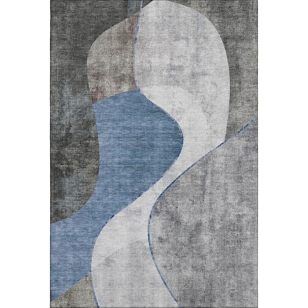 Addison Rugs Mayfield Premium Machine Washable Indoor/Outdoor Geometric AMF633 Blue 2 ft. 6 in. x 3 ft. 10 in. Area Rug