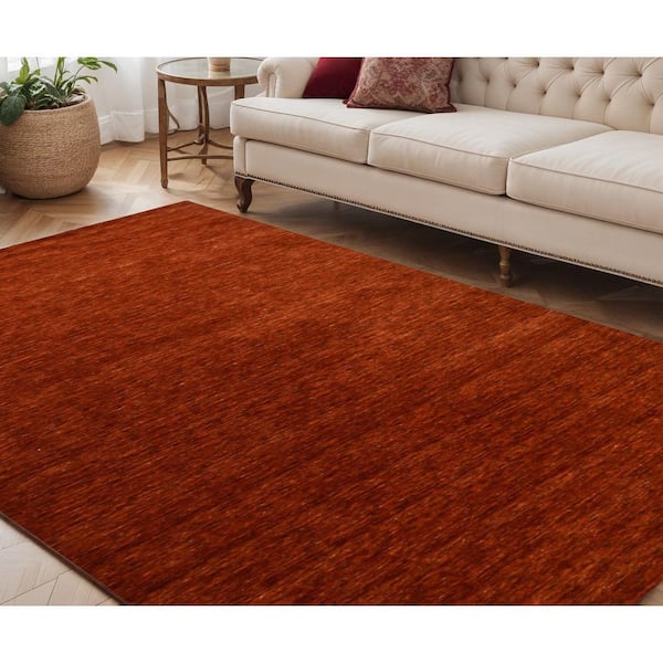 5 ft. x 8 ft. Red Wool Hand Woven Area Rug