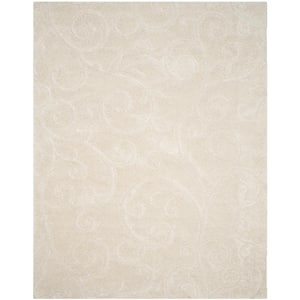 Florida Shag Cream 9 ft. x 12 ft. High-Low Floral Area Rug