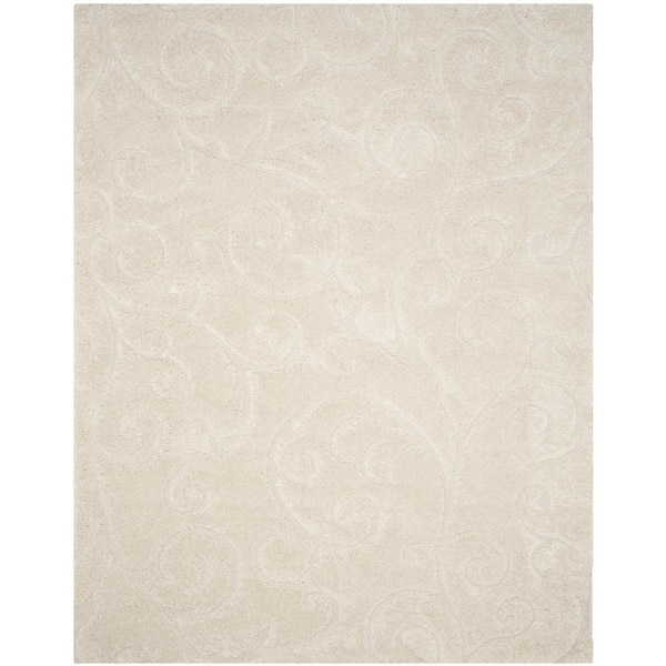 Florida Shag 11 ft. x 15 ft. Creme High-Low Floral Area Rug