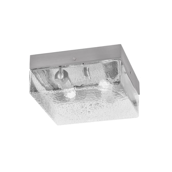 Unbranded Ashland 10 in. 2 Light Brushed Nickel Flush Mount with Smoke Bubble Glass Shade No Bulbs Included