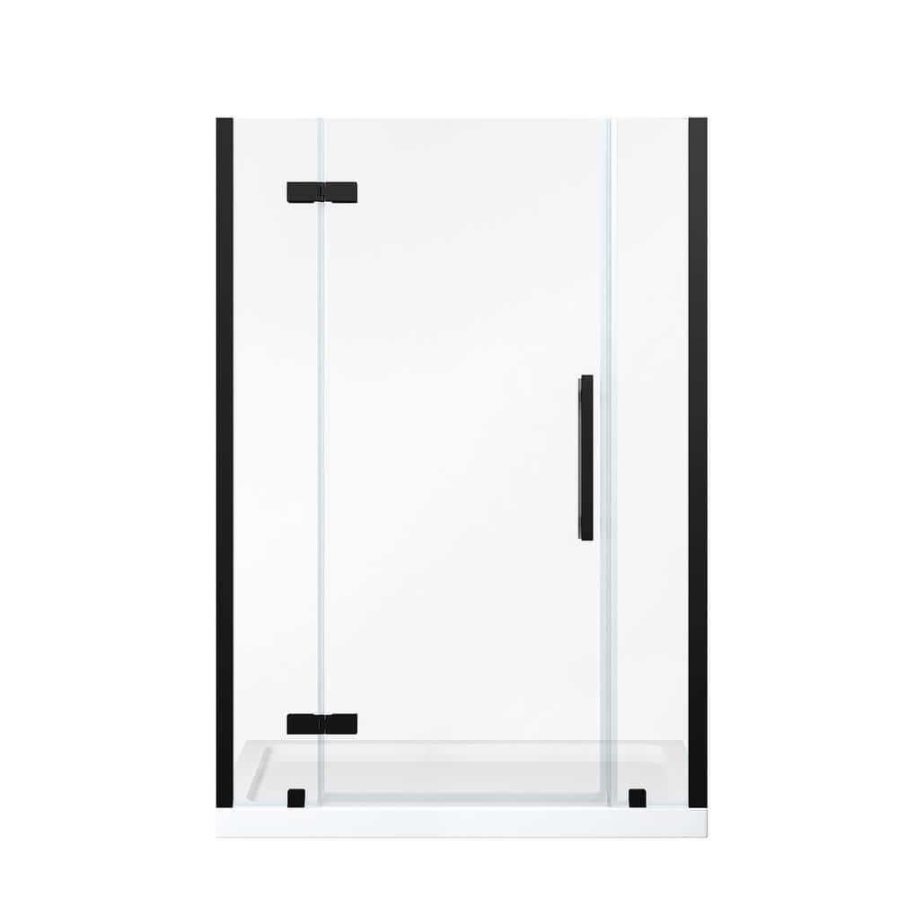Tampa 48" Black Frameless Alcove Shower Kit with Acrylic Base