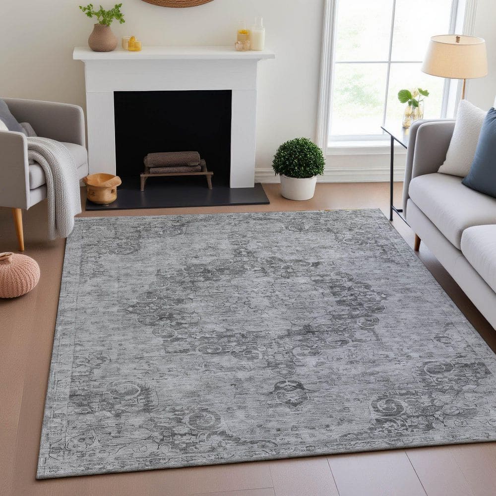 Mayfield Premium Machine Washable Abstract AMF1238 Silver 10 ft. x 14 ft. Area Rug price history on PriceWatchPro