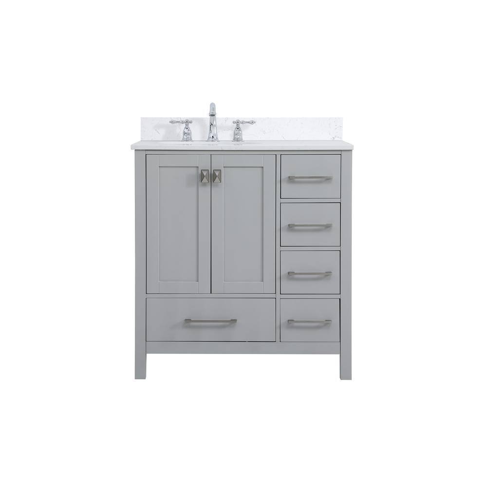 Simply Living 32 in. W x 22 in. D x 34 in. H Bath Vanity in Gray with Calac