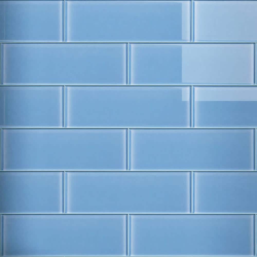 Crystile Blue 12 in. x 4 in. Subway Glossy Glass Mosaic Tile Sample price history on PriceWatchPro