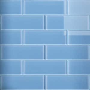 Crystile Blue 4 in. X 12 in. Glossy Glass Subway Tile (10 sq. ft./Case)