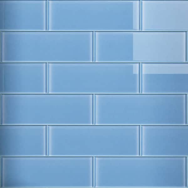 MOLOVO Crystile Blue 4 in. X 12 in. Glossy Glass Subway Tile (10 sq. ft./Case)